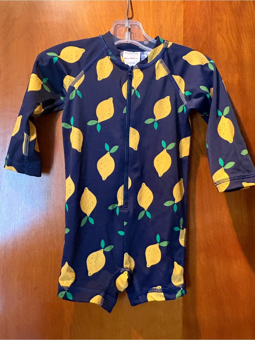 Baby Hannah Anderson Navy Lemon Print Rashguard Swimsuit - size 12-18 months